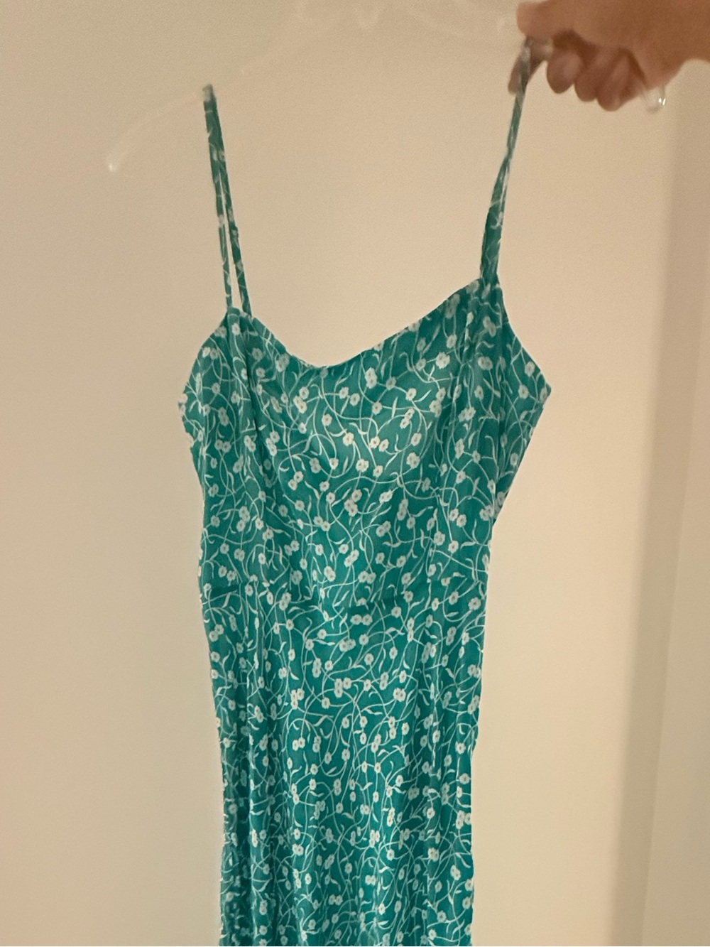 Realisation Par - The Amelia in Teal poison ivy print Midi Slip Dress
